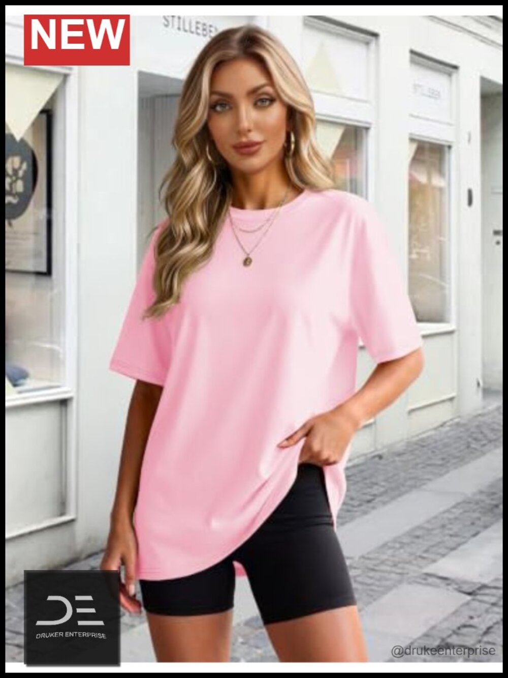 Oversized Tshirt Short Sleeve Crewneck Loose Fit Basic Tee Cotton Blend Plus - Picture 2 of 6
